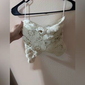 Cream Crochet Crop Top